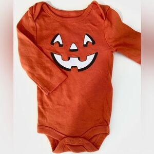 Joe Fresh Orange Pumpkin Face Long Sleeve Baby Bodysuit